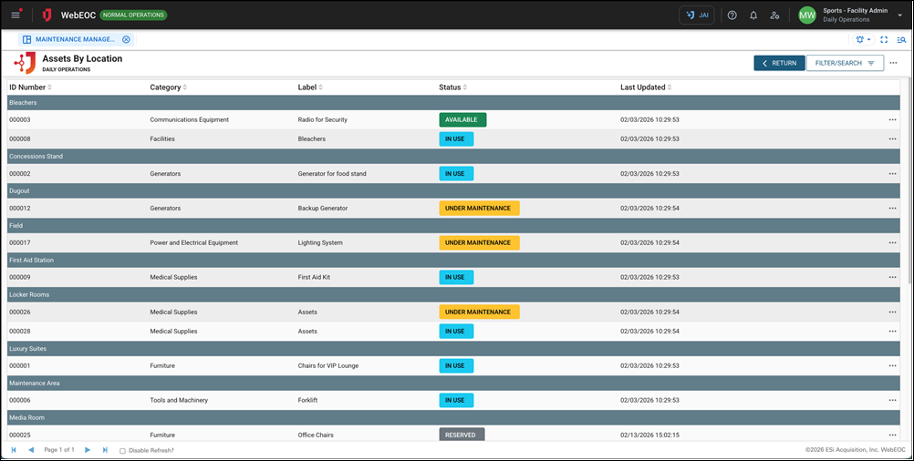 Maintenance Management - Reports